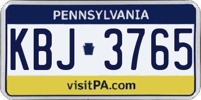 PA license plate KBJ3765