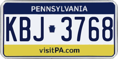 PA license plate KBJ3768