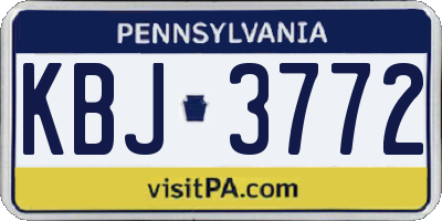 PA license plate KBJ3772