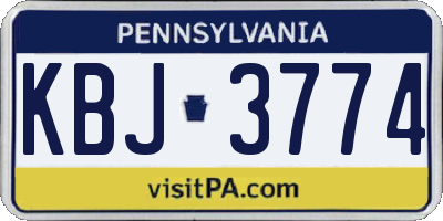 PA license plate KBJ3774