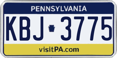 PA license plate KBJ3775