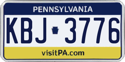 PA license plate KBJ3776