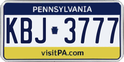 PA license plate KBJ3777