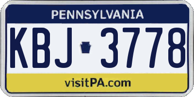 PA license plate KBJ3778