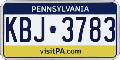 PA license plate KBJ3783