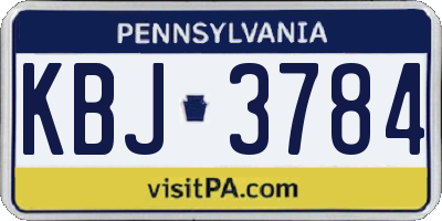 PA license plate KBJ3784