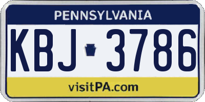 PA license plate KBJ3786