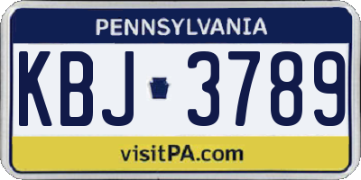 PA license plate KBJ3789