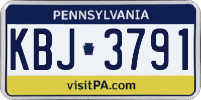 PA license plate KBJ3791