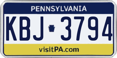 PA license plate KBJ3794