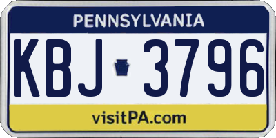 PA license plate KBJ3796