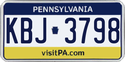 PA license plate KBJ3798
