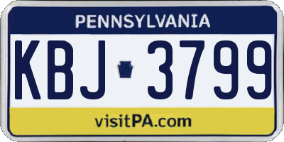 PA license plate KBJ3799