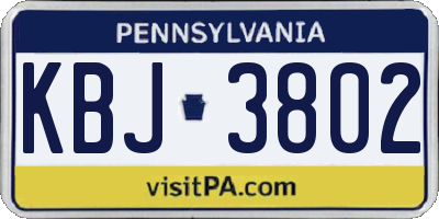 PA license plate KBJ3802