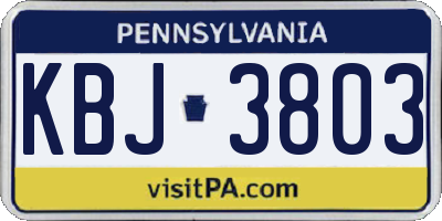 PA license plate KBJ3803