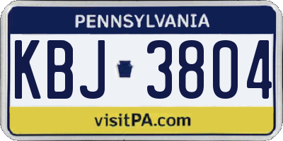 PA license plate KBJ3804