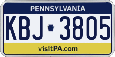 PA license plate KBJ3805