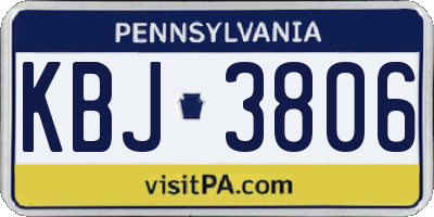 PA license plate KBJ3806