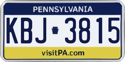 PA license plate KBJ3815