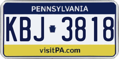 PA license plate KBJ3818