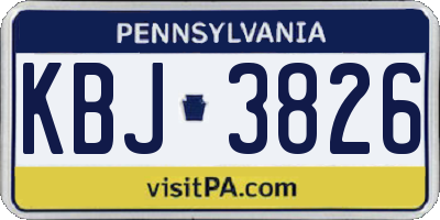 PA license plate KBJ3826