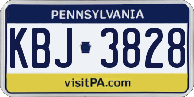 PA license plate KBJ3828