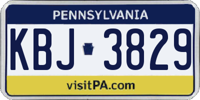 PA license plate KBJ3829