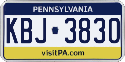 PA license plate KBJ3830
