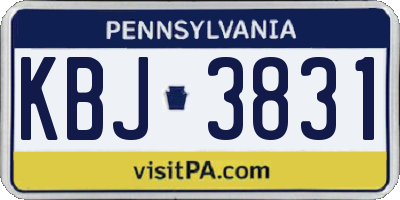 PA license plate KBJ3831