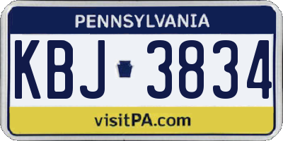 PA license plate KBJ3834