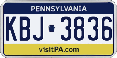PA license plate KBJ3836