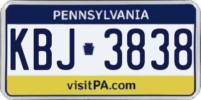 PA license plate KBJ3838