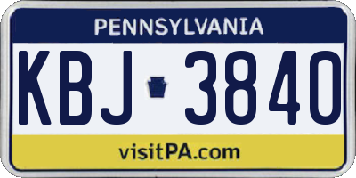 PA license plate KBJ3840