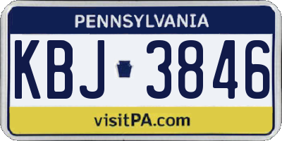 PA license plate KBJ3846