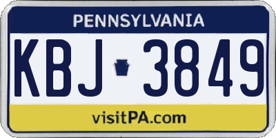 PA license plate KBJ3849