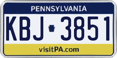 PA license plate KBJ3851
