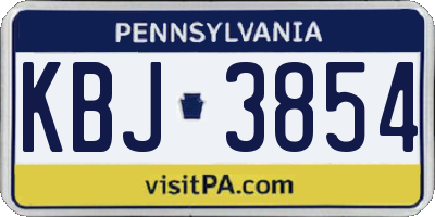 PA license plate KBJ3854