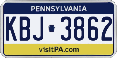 PA license plate KBJ3862