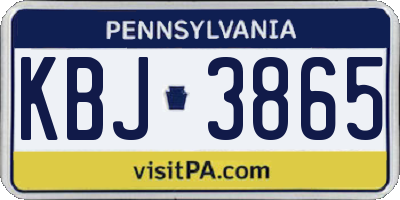 PA license plate KBJ3865