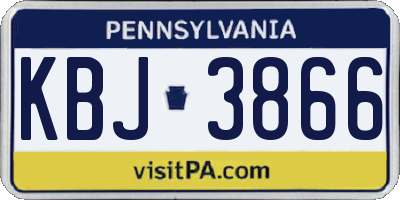 PA license plate KBJ3866