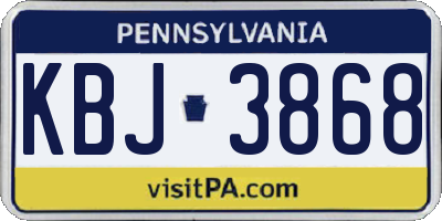 PA license plate KBJ3868