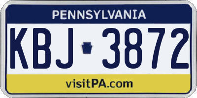 PA license plate KBJ3872