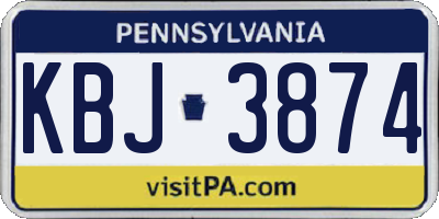PA license plate KBJ3874