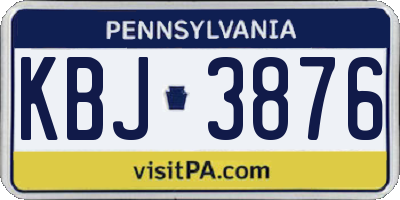PA license plate KBJ3876