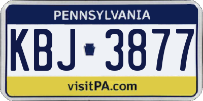 PA license plate KBJ3877