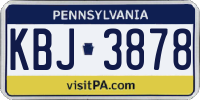 PA license plate KBJ3878