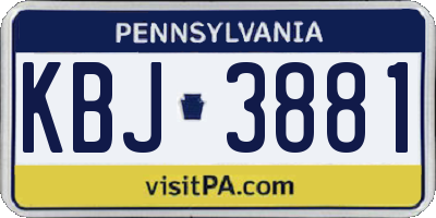 PA license plate KBJ3881