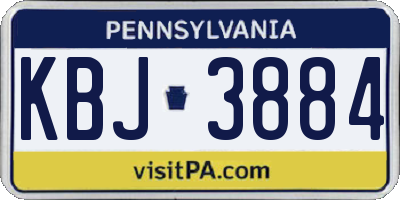 PA license plate KBJ3884