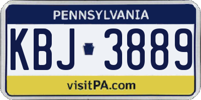 PA license plate KBJ3889