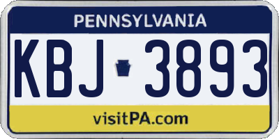 PA license plate KBJ3893